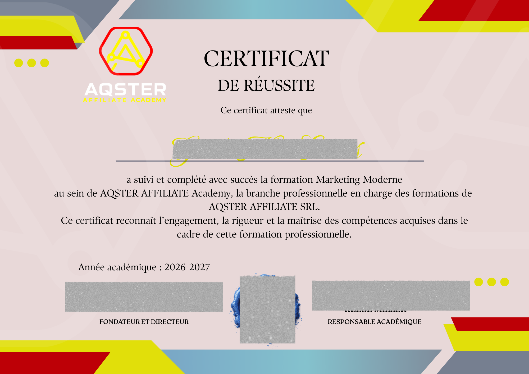 Certificat AQSTER 5