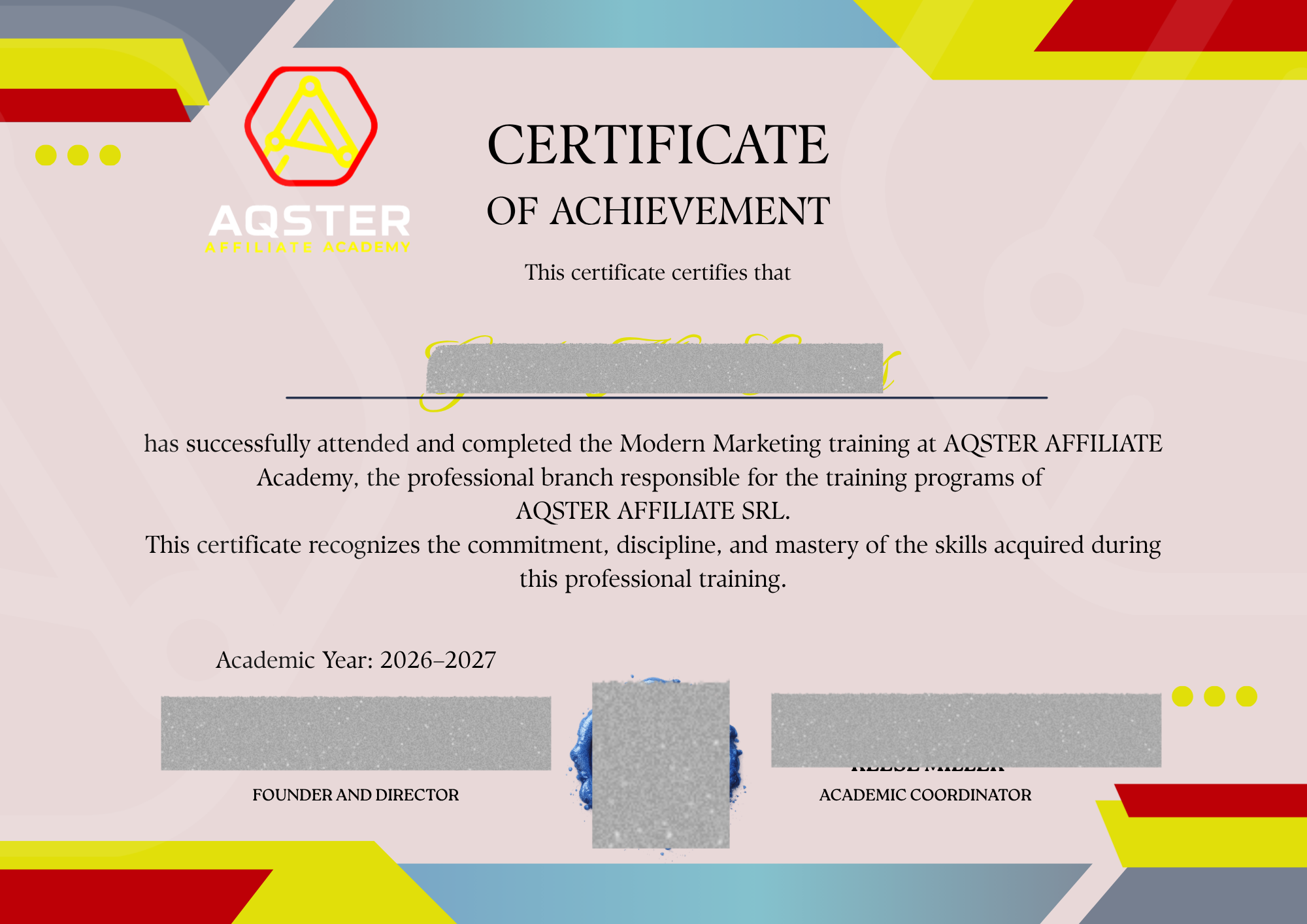 Certificat AQSTER 2