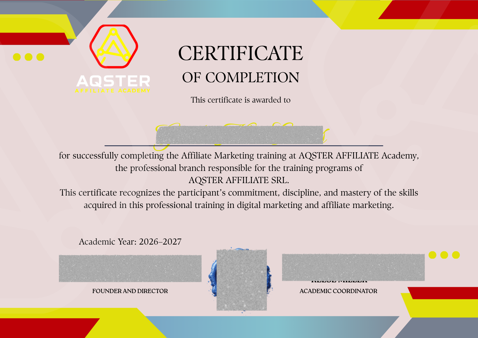 Certificat AQSTER 1